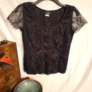 MDS CALIFORNIA BLACK LACE Short Sleeve 👚 Blouse